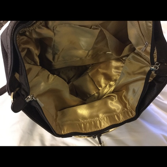 JOY MANGANO Brown Purse Bag Expandable New - Picture 5 of 6